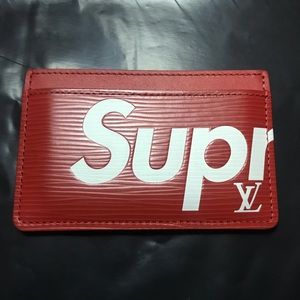 Louis Vuitton x Supreme Porte carte Simple Epi Red